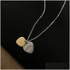 Pendant Necklaces Creative Simple Heart Love Womens Y-Shaped Stainless Steel Necklace Gold Sier Chain Channel Fashion Jewelry Women Cr Dh39F