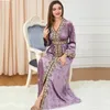 Vêtements ethniques hiver automne velours Robe musulmane femmes Abaya broderie fête épaissir fendu caftan Islam turquie arabe longue Robe robes