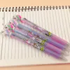 Wholesale Cartoon Unicorn Pen Retractable Kawaii Rainbow Gel Shuttle Ballpoint Pens Liquid Ink Pens Supplies Office Gifts Kids Stationery 6-Color-In-1