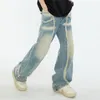 Men's Jeans Y2K Tassel Rough Edge Ripped Washed Blue Pants Unisex Straight Retro Elastic Waist Baggy Denim Trousers Oversized Cargos