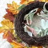 Fleurs décoratives Artificielle Rotin Citrouille Pomme De Pin Guirlande Halloween Thanksgiving Porte Décoration Pendentif Jardin Cour