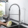 Kitchen Faucets DQOK Matte Black Kitchen Faucet Deck Mounted Mixer Tap 360 Degree Rotation Stream Sprayer Nozzle Kitchen Sink Cold Taps 230729