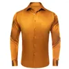 Мужские повседневные рубашки Hi-Tie Orange Silk Silk Mens Lyfel Grass Front Speck Speat Blouse для мужского формального свадебного бизнеса негабаритный