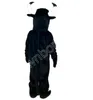 Professionell svart ko-maskot kostym tecknad uppsättning födelsedagsfest rollspelande vuxen storlek karneval julklapp