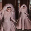 Роскошные свадебные платья с съемными поездами арабские бусы Дубай Беспочки с высокой шеей аппликации русалки свадебные платья на заказ vestido251w