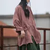Ethnic Clothing Ramie Tie-Dyed Pleated Distressed 23 Summer Cotton And Linen Women's Top Lace Shirt Zen Wandering Style Coat