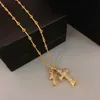 Vintage Diamond-encrusted Double Cross Necklace European and American Friends Male and Female Lovers Collarbone Chain Can Be A Gift