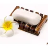 Soap Dishes Box Natural Bamboo Bath Holder Case Tray Wooden Prevent Mildew Drain Bathroom Washroom Tools Drop Delivery Home Garden Acc Dhzvm
