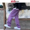 Lappster Men Purple Vintage Baggy Jeans Mens 저 상승