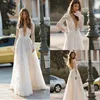 Berta Beach Suknie ślubne koronkowe długie rękawy 3D Kwiki kwiatowe Tiulle Plus Size Wedding Suknia ślubna Backless Suknie ślubne na zamówienie 226B