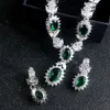 Ensembles de bijoux de mariage WPB Advanced Emerald Set Femmes Boucles D'oreilles Collier Femme Zircon De Luxe Personnalité Fille Cadeau De Vacances 230729