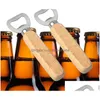 Ouvre-bouteille de bière en acier inoxydable avec poignée en bois Cadeaux pour les invités Cuisine Bar Outils Drop Delivery Home Garden Dining Dhll1