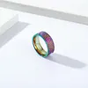 Cluster Rings Punk Fashion Fingerprint Swirl Titanium Steel Ring For Men Black Wedding Jewelry Birthday Gift Accessories Party