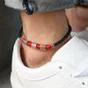 Anklets AAK019 3 Colors Fashion Jewelry Mens Womens Metal Leather Rope Anklet Bracelet Barefoot Sandal Beach Foot Chain Mujer Gift