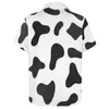 Camisas casuais masculinas Blusas de textura de pele com estampa de vaca Manchas pretas e brancas havaianas Mangas curtas Vintage Oversized Camisa de praia presente