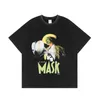 Men's T-skjortor Mask Green Skin 80s Cartoon Wash T-shirt M A S K Vintage Film
