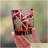 Wijnglazen Japanse Retro Whisky Glas High-End Edo Kiriko Handgemaakte Kristallen Beker Water Bierbekers Creatief Gekleurd Drop Levering Thuis Dhuox