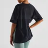 Camisas activas Súper suave Ajuste relajado Camisa de yoga hasta la cadera Fitness Malla cosida Deportes casuales Top Verano Camiseta deportiva de manga corta para