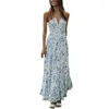 Abiti casual Boho Beach Abito floreale Halter Neck Chiffon Vacation Maxi Sexy 2023 Summer Print Big Pendulum