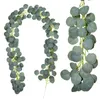 Fleurs décoratives Artificielle Or Et Argent Faux Eucalyptus Ivy Simulation Plante Fleur Décoration Murale Mariage Maison Jardin De Noël