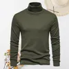 男性用セーターメンセーター居心地の良い冬のハイカラー長袖弾性固体プルオーバー厚い暖かい底部のトップスウェットシャツ