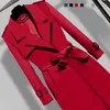 Kvinnors dike rockar röda jackor 2023 våren lång avslappnad elegant jacka koreansk mode kvinnor vindbrytare kappa damer kontor streetwear