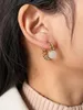Boucles d'oreilles créoles Peri'sbox naturel blanc pierre gemme plaqué or chaîne à maillons ouvert femmes acier inoxydable étanche bijoux 2023 en