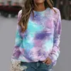 Kadın Hoodies Kadın Hoodie Mahsul Top 1 Parça Kıyafetleri Moda Tunik Kadın Gradyan Baskı O Boyun Sweatshirt Yuvarlak Kırpılmış Genç Kızlar