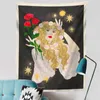 Arazzi Rose Girl Tapestry Wall Hanging Room Decoration Black for Living Home Decor