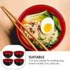 Ensembles de vaisselle bol de soupe aux nouilles ramen japonaises : 4 pièces en mélamine rond noir rouge bol de service vaisselle dure pour nouilles asiatiques Udon Pho