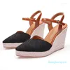 Jurk Schoenen Zwart Platform Sandalen Gesloten Teen Med Ondiepe Mond Zomer Hakken Klompen Wedge Grote Maat Espadrilles Medium Vierkante Meisjes