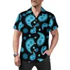 Chemises décontractées pour hommes Blue Paisley Shirt Vintage Floral Print Vacation Loose Summer Chemisiers esthétiques Manches courtes Design Oversize Tops