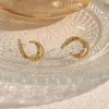 Boucles d'oreilles à tige 2023 Design créatif cristal naturel Zircon goutte forme délicate 18K plaqué or perle bijoux pour les femmes