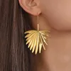 Boucles d'oreilles pendantes bijoux transfrontaliers métal vent feuille de palmier pli exagérer rétro industrie lourde pour les femmes