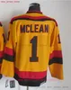 1980 Movie Vintage Hockey 1 Kirk Mclean Jerseys CCM Borduurwerk 10 Pavel Bure Jersey Zwart Geel Wit