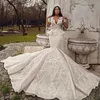 2020 Plus Size Arabisch Aso Ebi Luxuriöse Perlenspitze Brautkleider Meerjungfrau Sheer Neck Brautkleider Vintage Brautkleider ZJ034280T