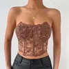 Frauen Tanks Mode Sexy Clubwear LaceTassel Crop Tops Ärmellose T Shirts Schlank Dame Bralette Strap Dünne Weibliche T