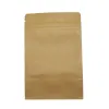 100 bitar Lot 5 storlekar Stand Up Kraft Paper Food PALLS DOPPACK ZIP LOCK BROWN STRAGNA PAPER BAK CLEAR Fönster Bulk Matpaket Väskor6767870 LL