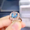 Cluster Rings KJJEAXCMY Fine Jewelry 925 Sterling Silver Inlaid Natural London Blue Topaz Girl Elegant Simple Square Gem Ring Support Check