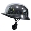 Caschi moto Stile della Seconda Guerra Mondiale Casco moto vintage tedesco Casco moto retrò mezza faccia PU Pelle Chopper Biker Casco unisex Para Moto x0731