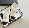 Luxury designer dress shoes fashion classic flat lace-up sneakers black white denim low-top thick bottom splicing loafers 35-41 with box