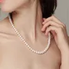 Strands Strings Dainashi White 7-10 мм пресноводные культивируемые жемчужные пряди ожерелье Серебряное серебро серебряные украшения для женщин подарка на день рождения 230729