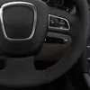 Car Steering Wheel Cover Black Genuine Leather Suede For Audi A4 S4 2005-2012 A6 S6 A8 2006-2011 S8 2007 Seat Exeo 2009-2012190p