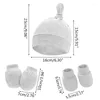 Hårtillbehör Q81A Baby Anti Scratching Gloves Tail Knot Hat Cover Mittens Socks Cap