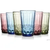 Weingläser Colorf Glas Geprägte Tasse Retro Hitzebeständiges Wasser Kreative Whisky Tee Gerade Getränk Becher für Party 052303 Drop Delive DH9SG