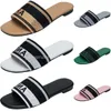 2023 Paris Embroidered Dazzle Designer Slippers Womens Sandals Summer Beach Stripes Casual Flat Slippers Sliders women ladies flip flops Embroidery C Double L1