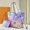 Women Handbag Leather Shopping Bag Women Crossbody Fashion Shoulder Bag Rendering Color Printing Large Luxury 2 Piece Set Mother And Child Shopping Bag