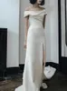 Elegant Wedding Dress Mermaid Bridal Gowns Strapless Sexy Backless Detachable Train