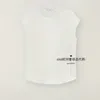 Women T Shirts Summer loro piana Round Neck Silk Solid Color Short Sleeves Shirts White Orange