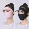 Gorras de ciclismo Protector solar Máscara de cara completa Mujeres Protección solar transpirable delgada Equitación Seda de hielo al aire libre
